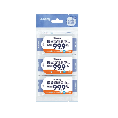 優生酒精濕巾 超厚型迷你8抽3入